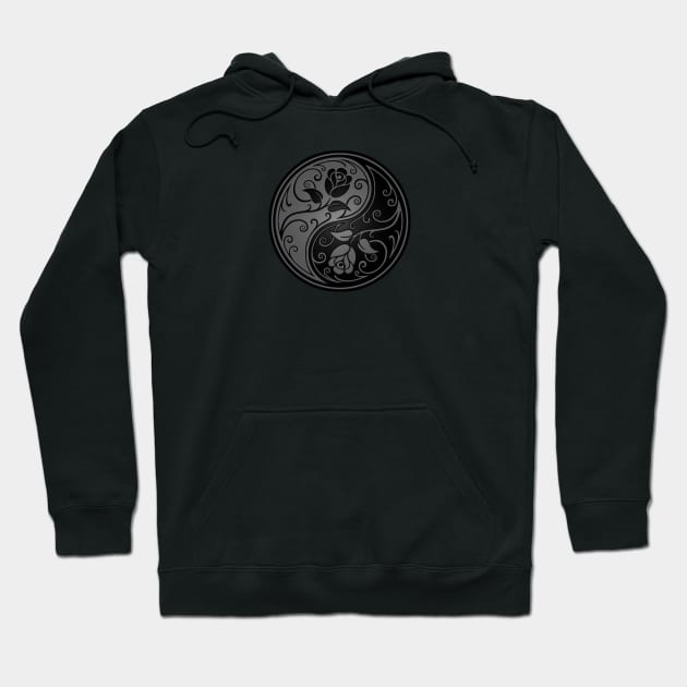 Gray and Black Yin Yang Roses Hoodie by jeffbartels